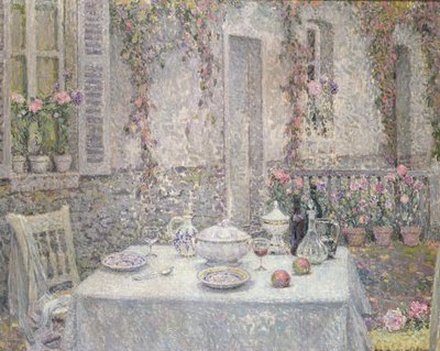 The White Tablecloth by Henri Eugene Augustin Le Sidaner